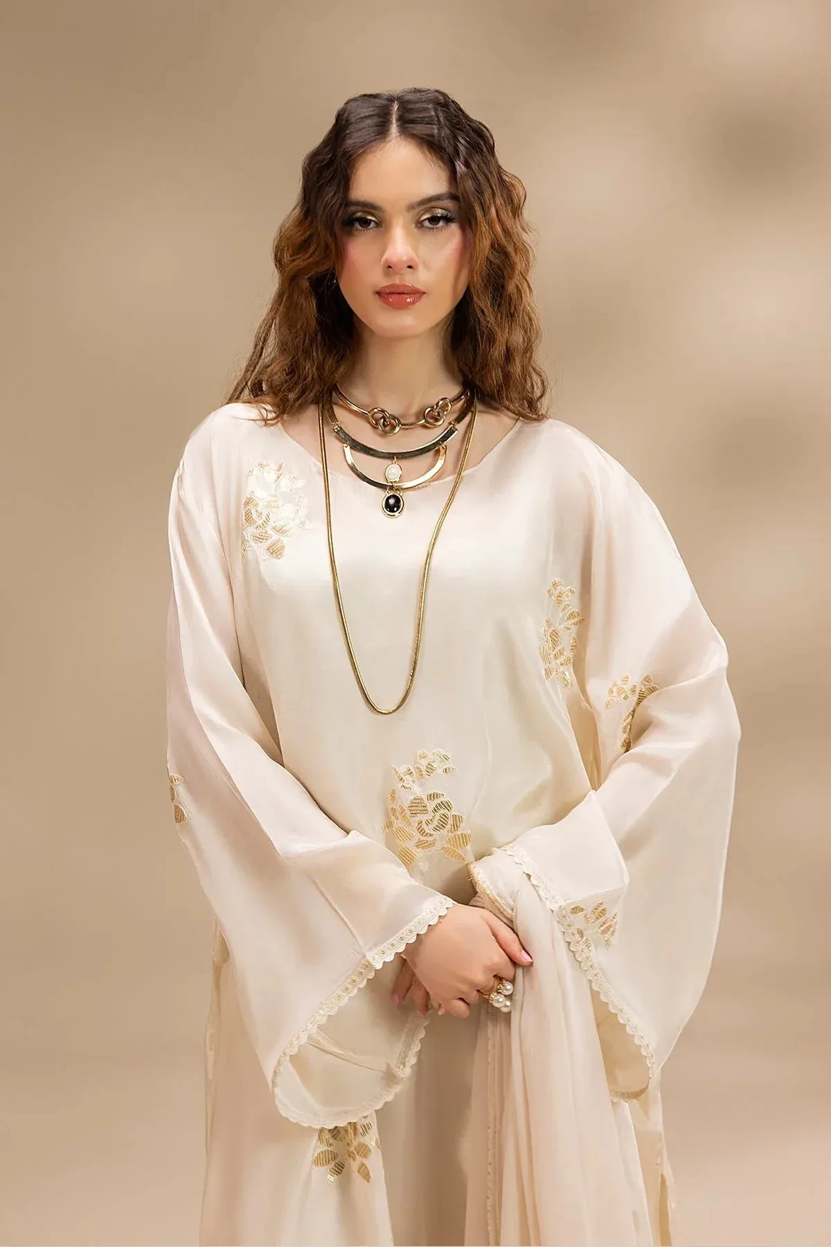Erum Khan Lillia Summer Edit Off White Raw Silk – view 3 – Poshaq