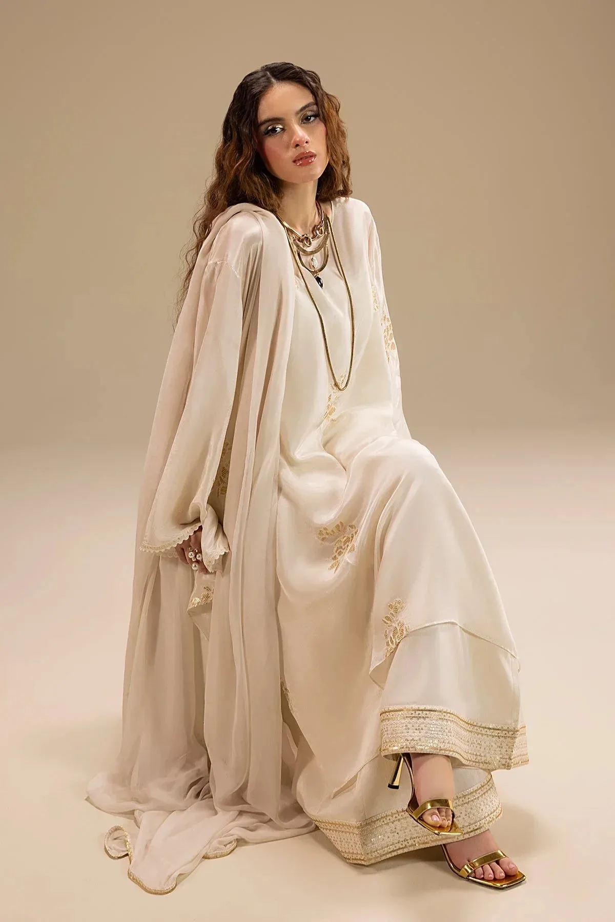 Erum Khan Lillia Summer Edit Off White Raw Silk – view 6 – Poshaq