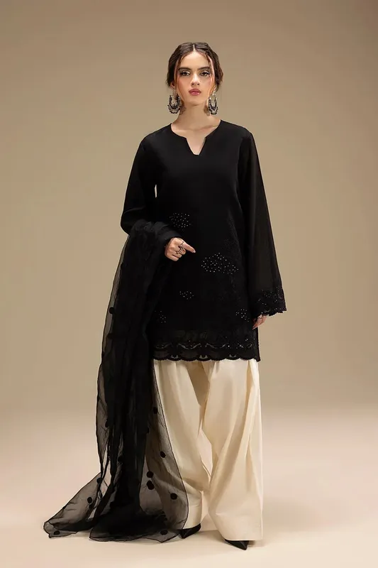 Erum Khan Lillia Summer Edit Black Organza – view 1 – Poshaq
