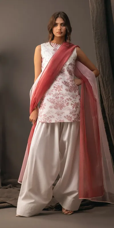 Erum Khan Beyond Basic White Organza – view 1 – Poshaq
