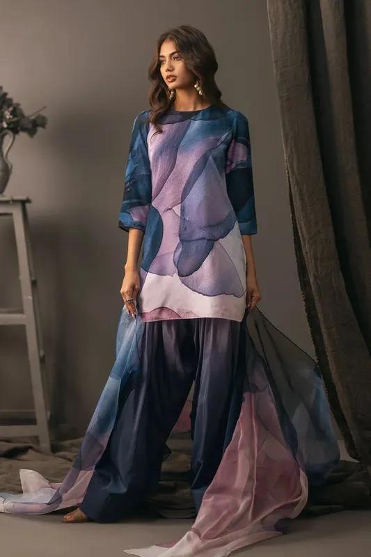 Erum Khan Beyond Basic Multicolor Georgette – view 1 – Poshaq