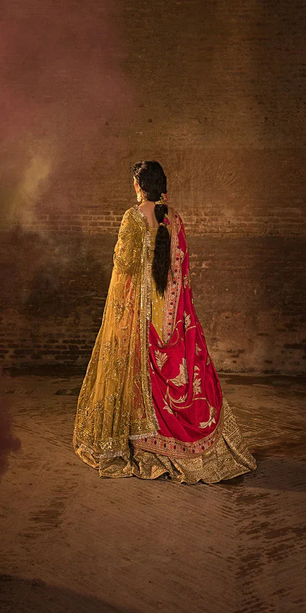 Erum Khan Jahan Wedding Formals Mustard Raw Silk – view 2 – Poshaq