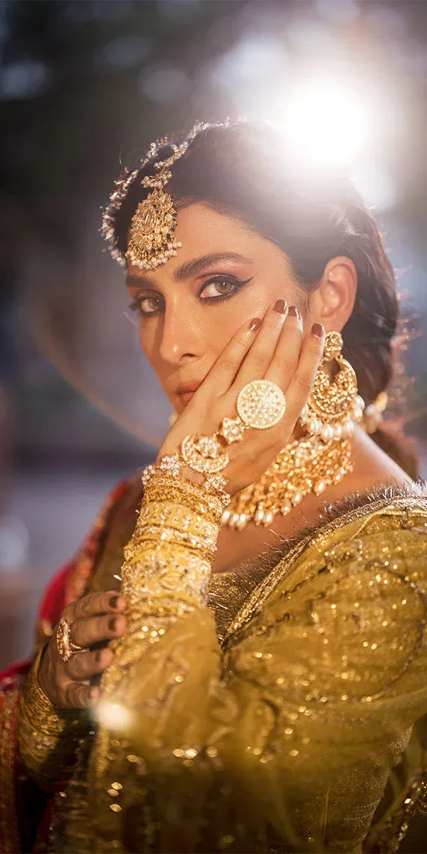 Erum Khan Jahan Wedding Formals Mustard Raw Silk – view 5 – Poshaq