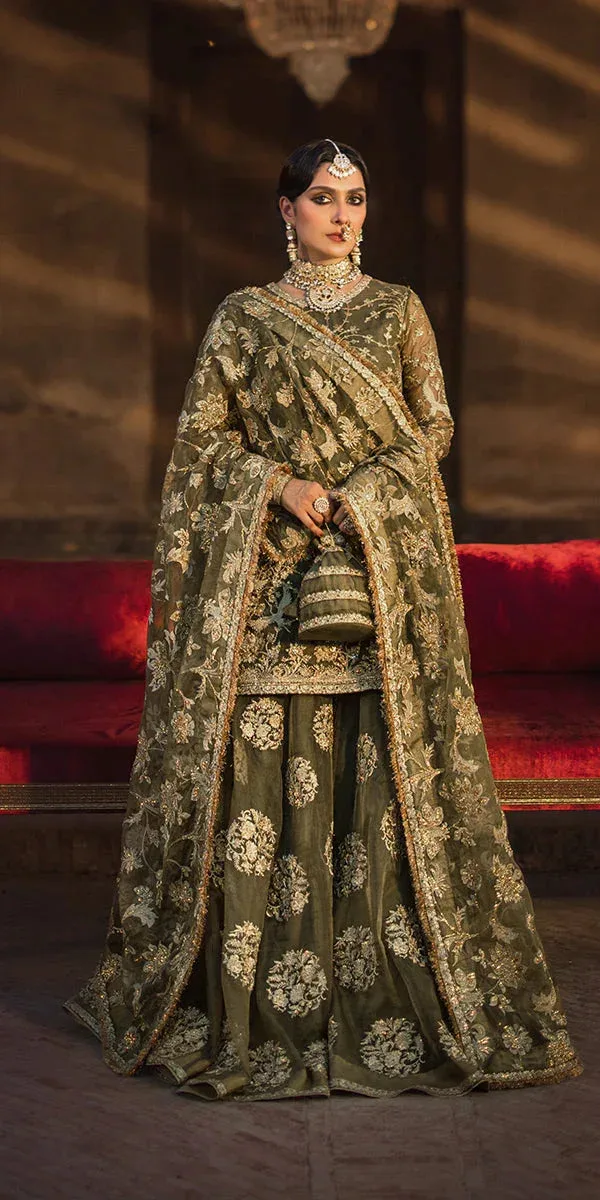 Erum Khan Jahan Wedding Formals Green Organza – view 2 – Poshaq