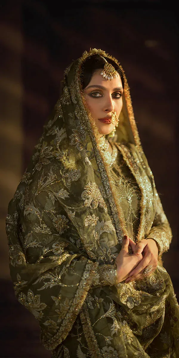 Erum Khan Jahan Wedding Formals Green Organza – view 3 – Poshaq