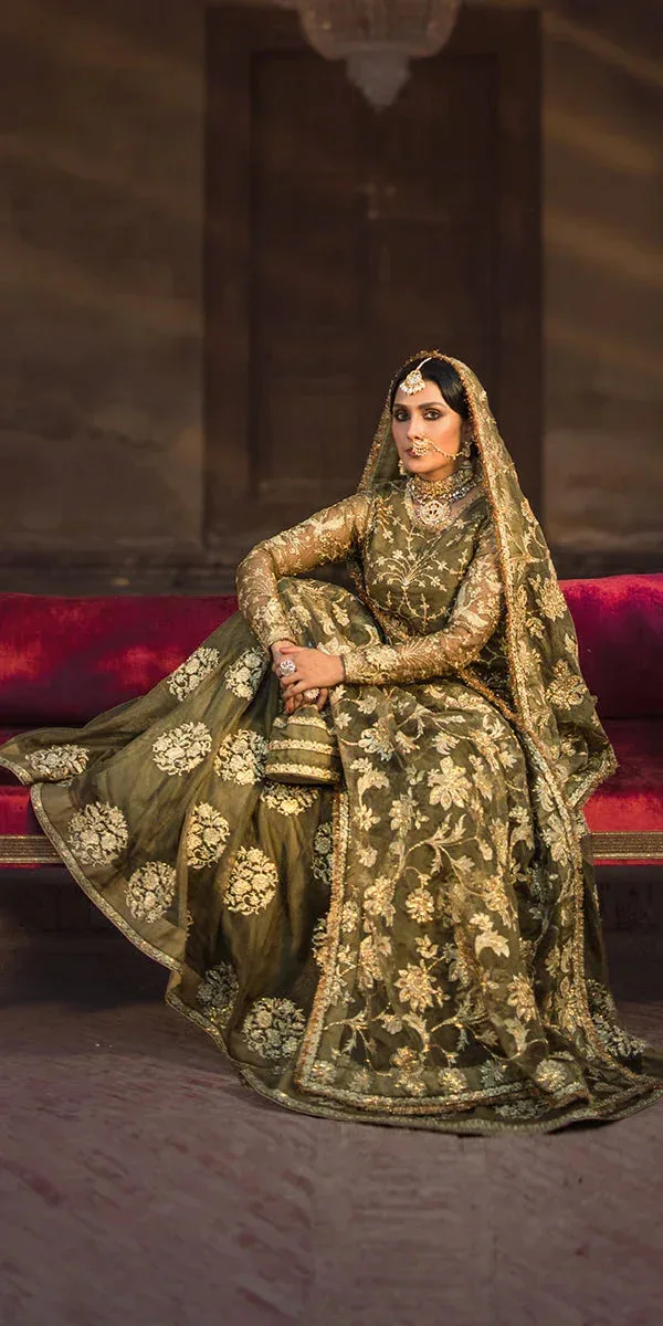 Erum Khan Jahan Wedding Formals Green Organza – view 5 – Poshaq