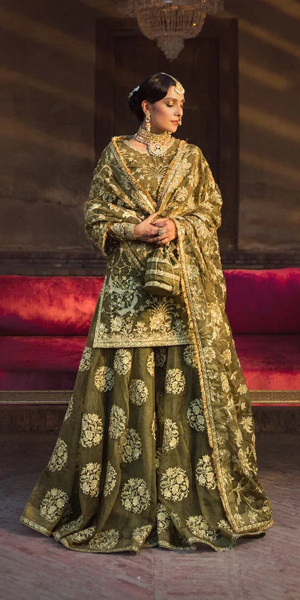 Erum Khan Jahan Wedding Formals Green Organza – view 7 – Poshaq