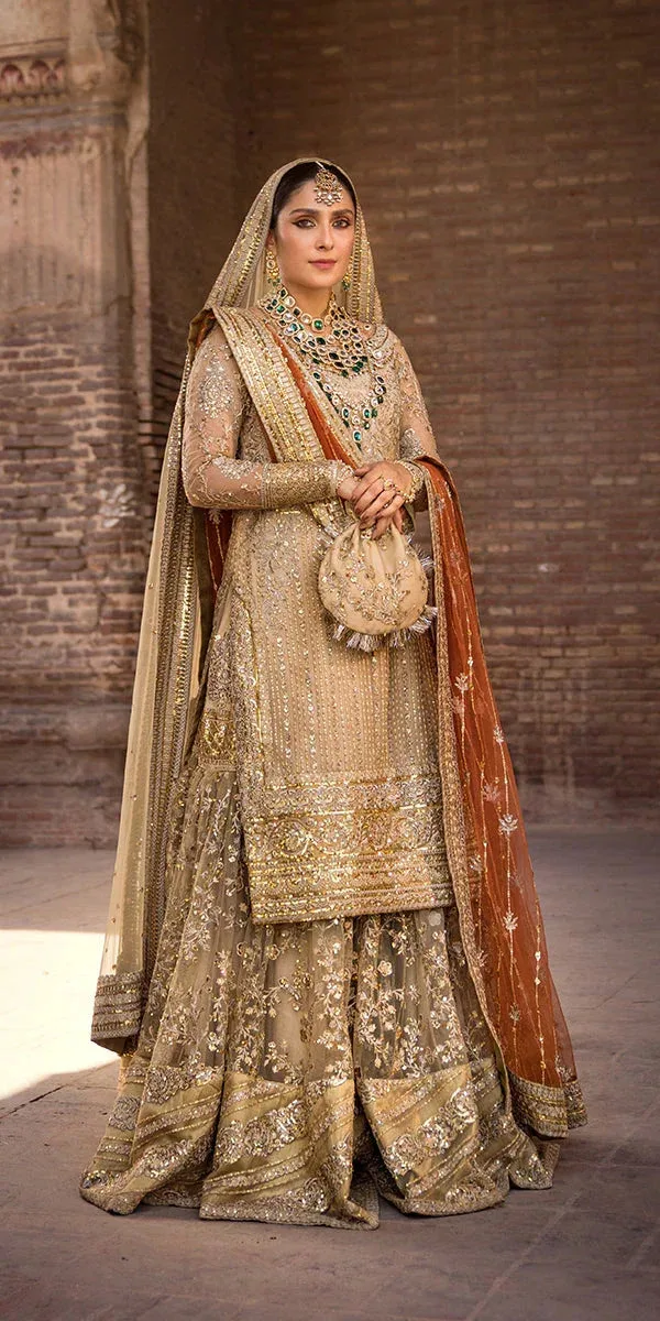 Erum Khan Jahan Wedding Formals Gold Tissue – view 1 – Poshaq