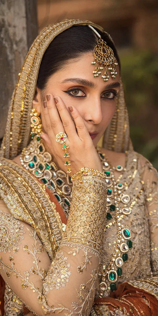Erum Khan Jahan Wedding Formals Gold Tissue – view 3 – Poshaq