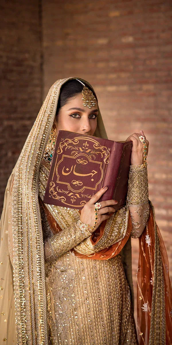 Erum Khan Jahan Wedding Formals Gold Tissue – view 4 – Poshaq