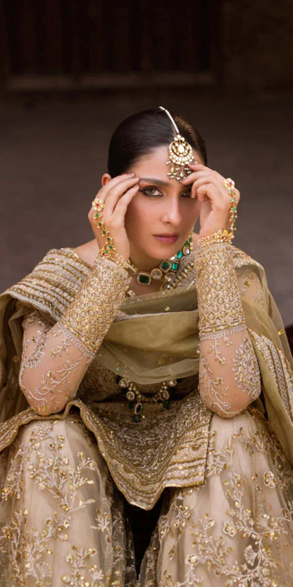 Erum Khan Jahan Wedding Formals Gold Tissue – view 5 – Poshaq