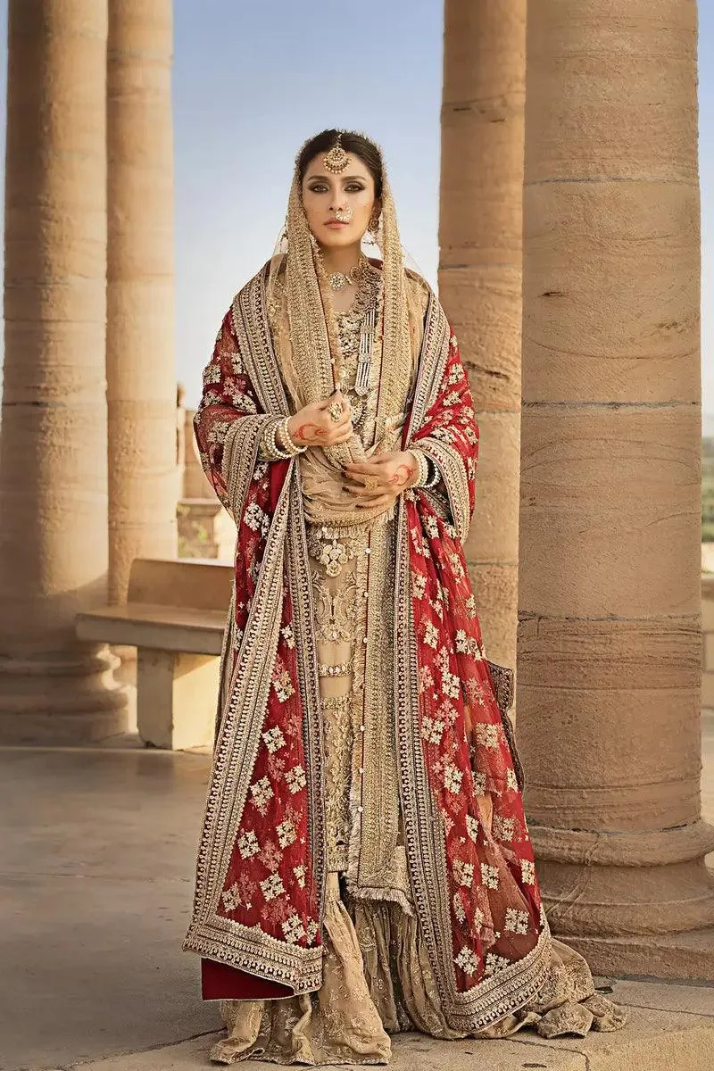 Erum Khan Jahan Wedding 23 Gold Raw Silk – view 1 – Poshaq