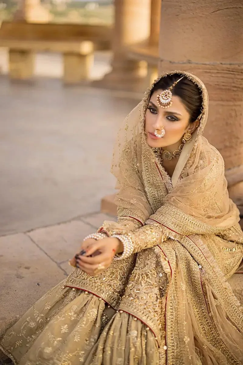 Erum Khan Jahan Wedding 23 Gold Raw Silk – view 5 – Poshaq