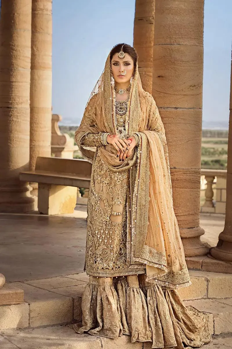 Erum Khan Jahan Wedding 23 Gold Raw Silk – view 7 – Poshaq