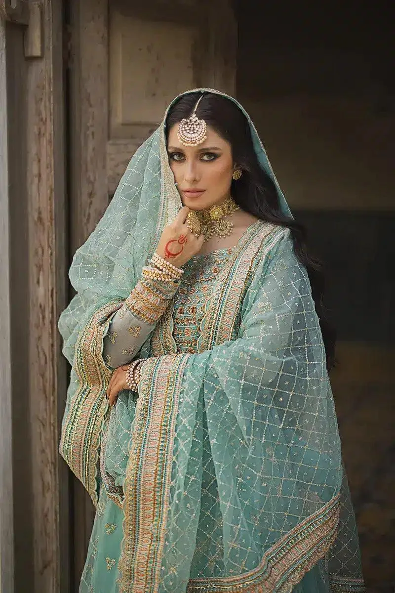 Erum Khan Jahan Wedding 23 Blue Cotton Silk – view 3 – Poshaq