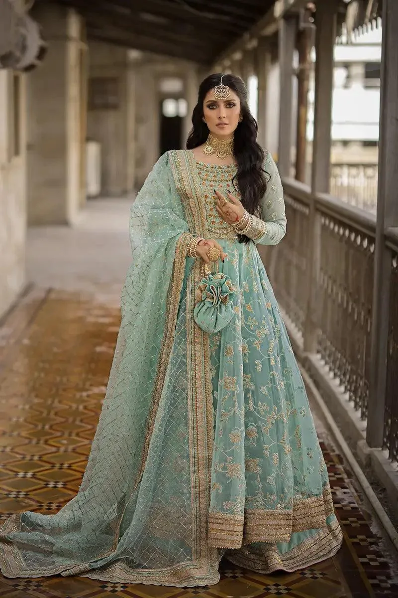Erum Khan Jahan Wedding 23 Blue Cotton Silk – view 4 – Poshaq