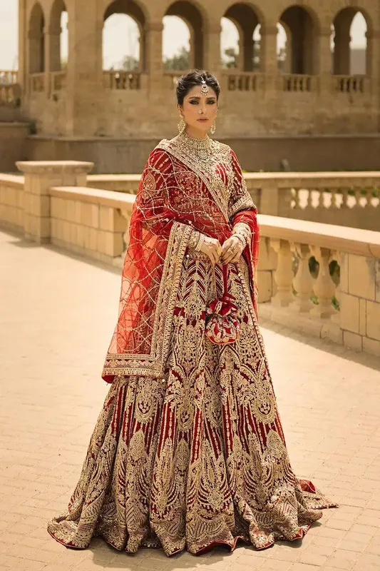 Erum Khan Jahan Wedding 23 Red Cotton Silk – view 1 – Poshaq