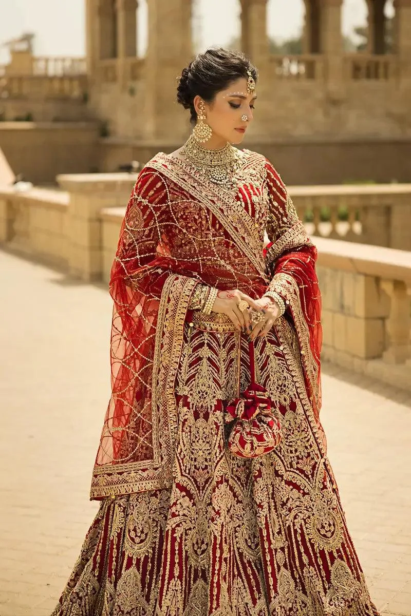 Erum Khan Jahan Wedding 23 Red Cotton Silk – view 2 – Poshaq