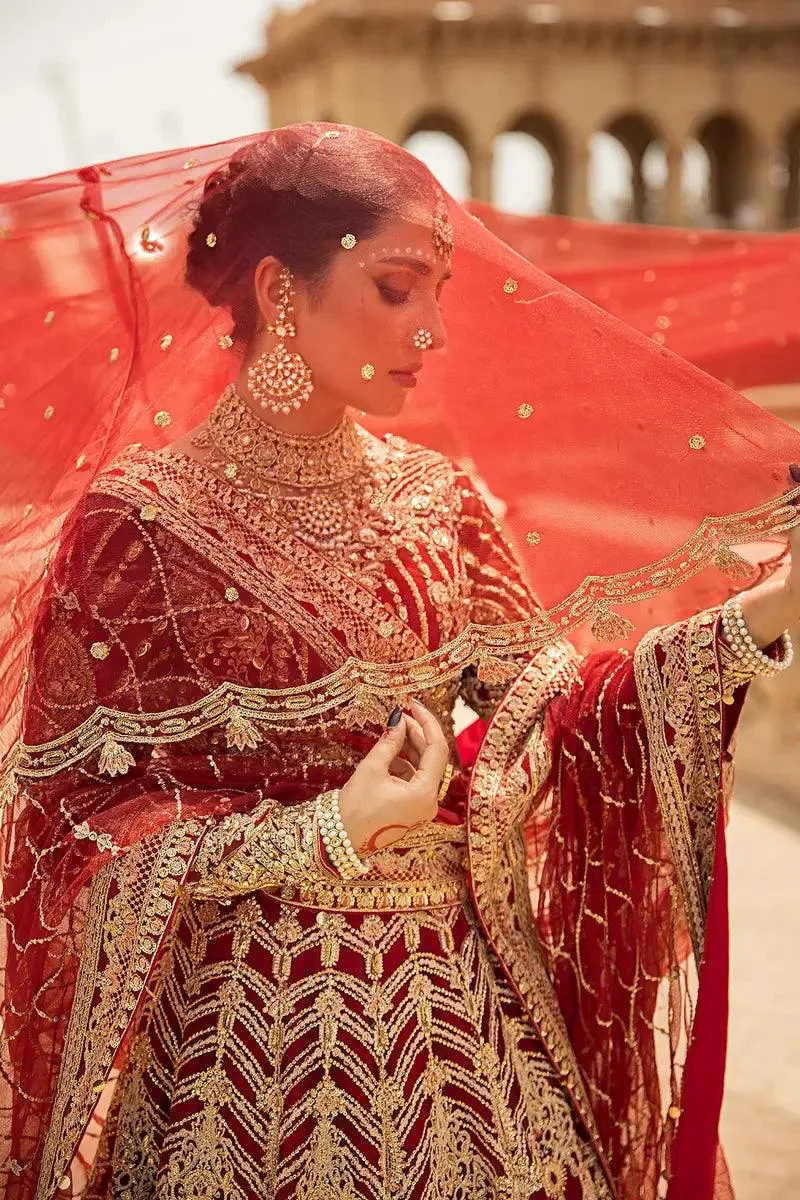 Erum Khan Jahan Wedding 23 Red Cotton Silk – view 3 – Poshaq