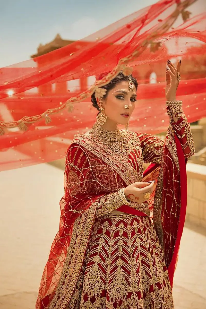 Erum Khan Jahan Wedding 23 Red Cotton Silk – view 4 – Poshaq