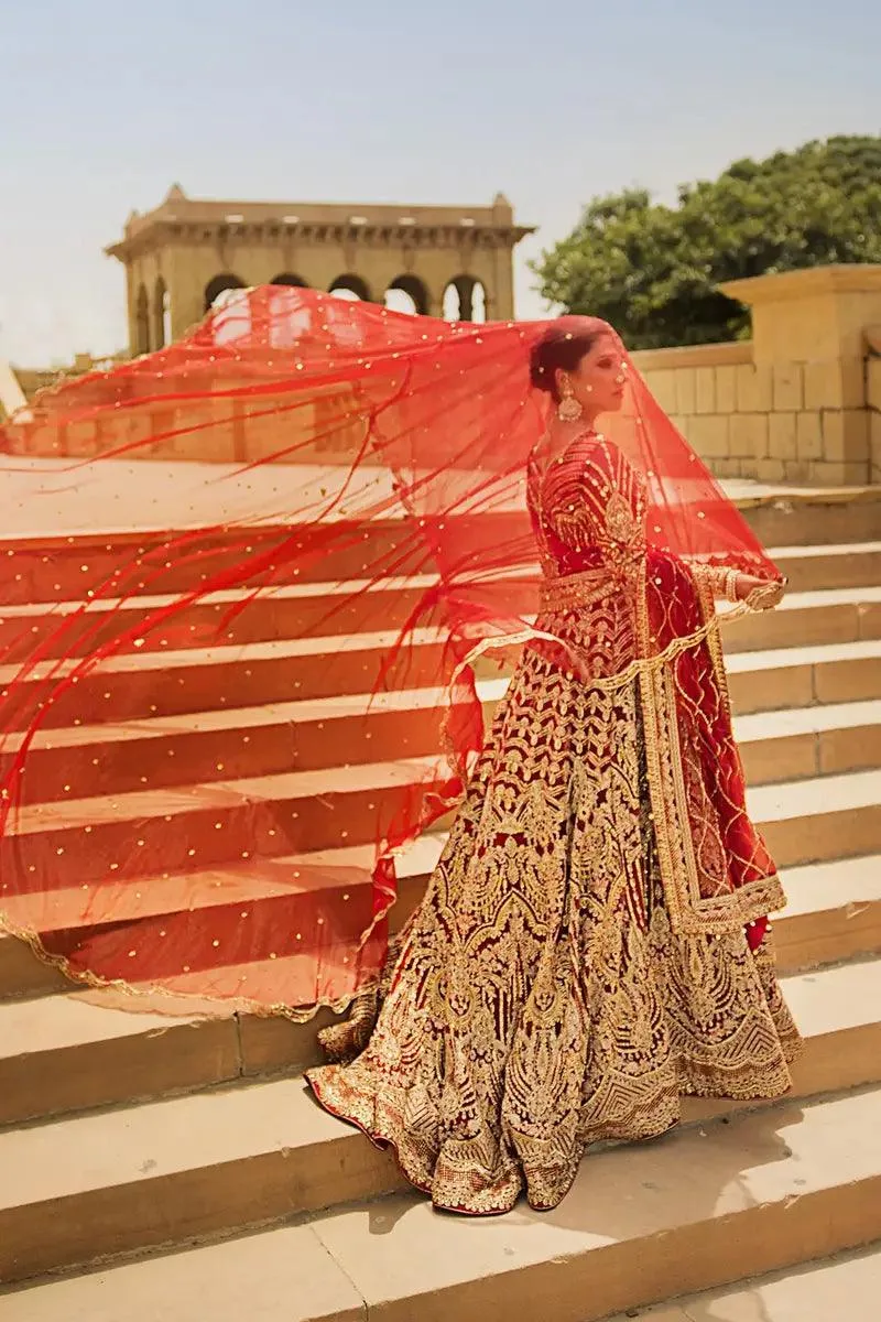 Erum Khan Jahan Wedding 23 Red Cotton Silk – view 6 – Poshaq