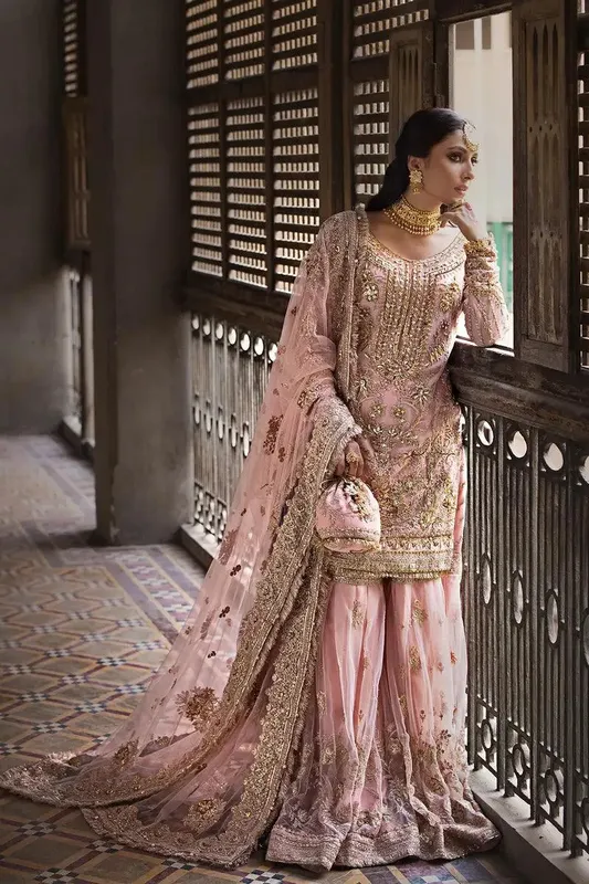 Erum Khan Jahan Wedding 23 Pink Cotton Silk – view 1 – Poshaq