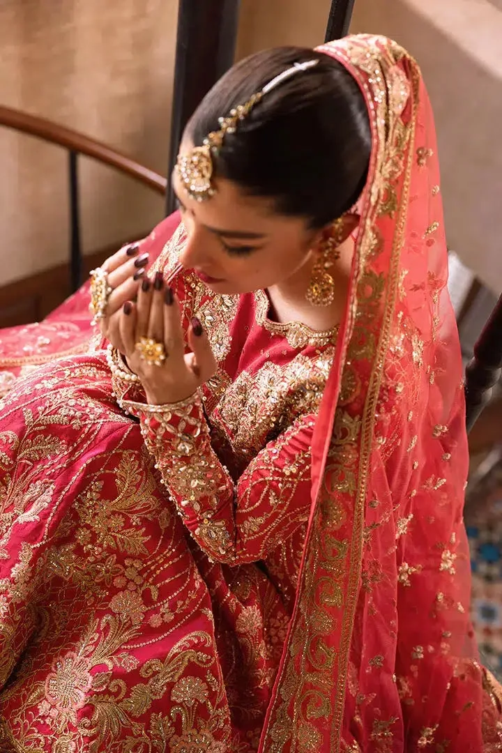 Erum Khan Jahan Wedding 23 Red Raw Silk – view 3 – Poshaq