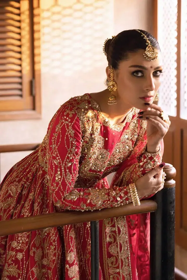 Erum Khan Jahan Wedding 23 Red Raw Silk – view 7 – Poshaq