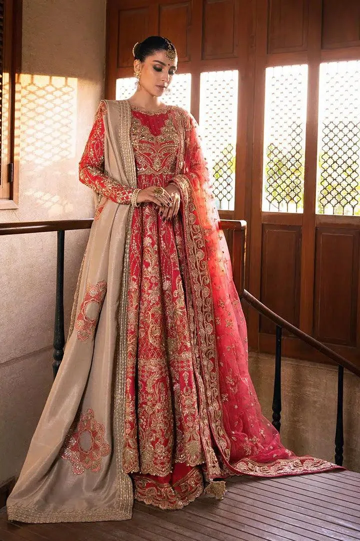 Erum Khan Jahan Wedding 23 Red Raw Silk – view 8 – Poshaq