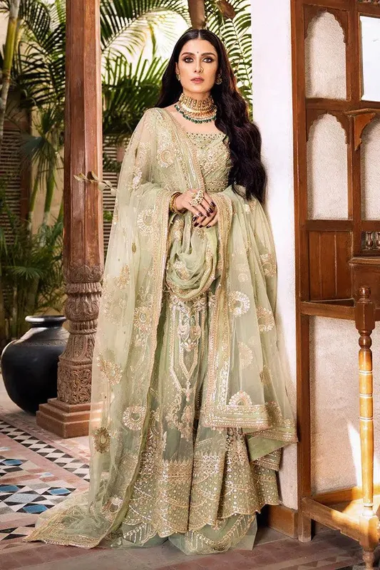 Erum Khan Jahan Wedding 23 Green Viscose – view 1 – Poshaq