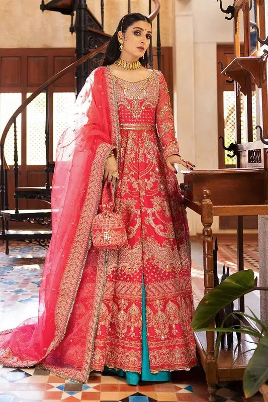 Erum Khan Jahan Wedding 23 Red Cotton Silk – view 1 – Poshaq