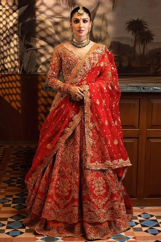 Erum Khan Jahan Wedding 23 Red Cotton Silk – view 1 – Poshaq