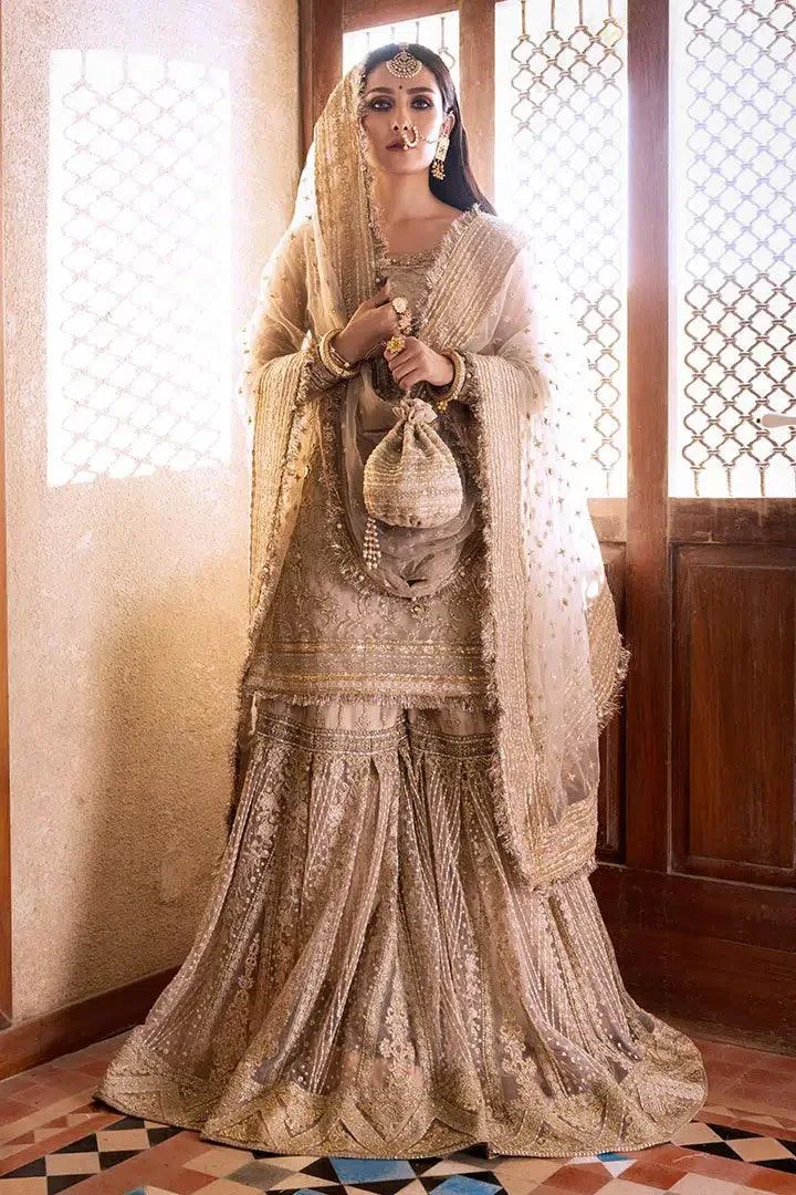 Erum Khan Jahan Wedding 23 Beige Viscose – view 1 – Poshaq