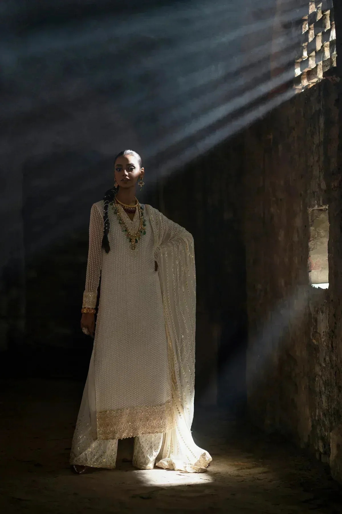 Erum Khan Mannat Formals White Chiffon – view 1 – Poshaq