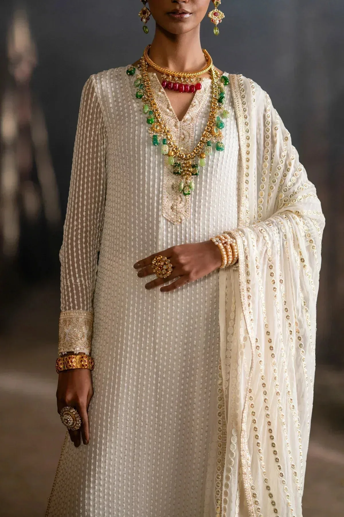 Erum Khan Mannat Formals White Chiffon – view 3 – Poshaq