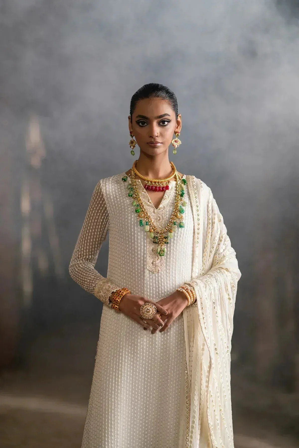Erum Khan Mannat Formals White Chiffon – view 4 – Poshaq