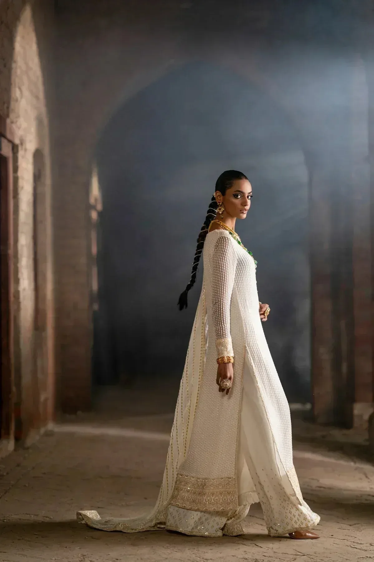 Erum Khan Mannat Formals White Chiffon – view 5 – Poshaq