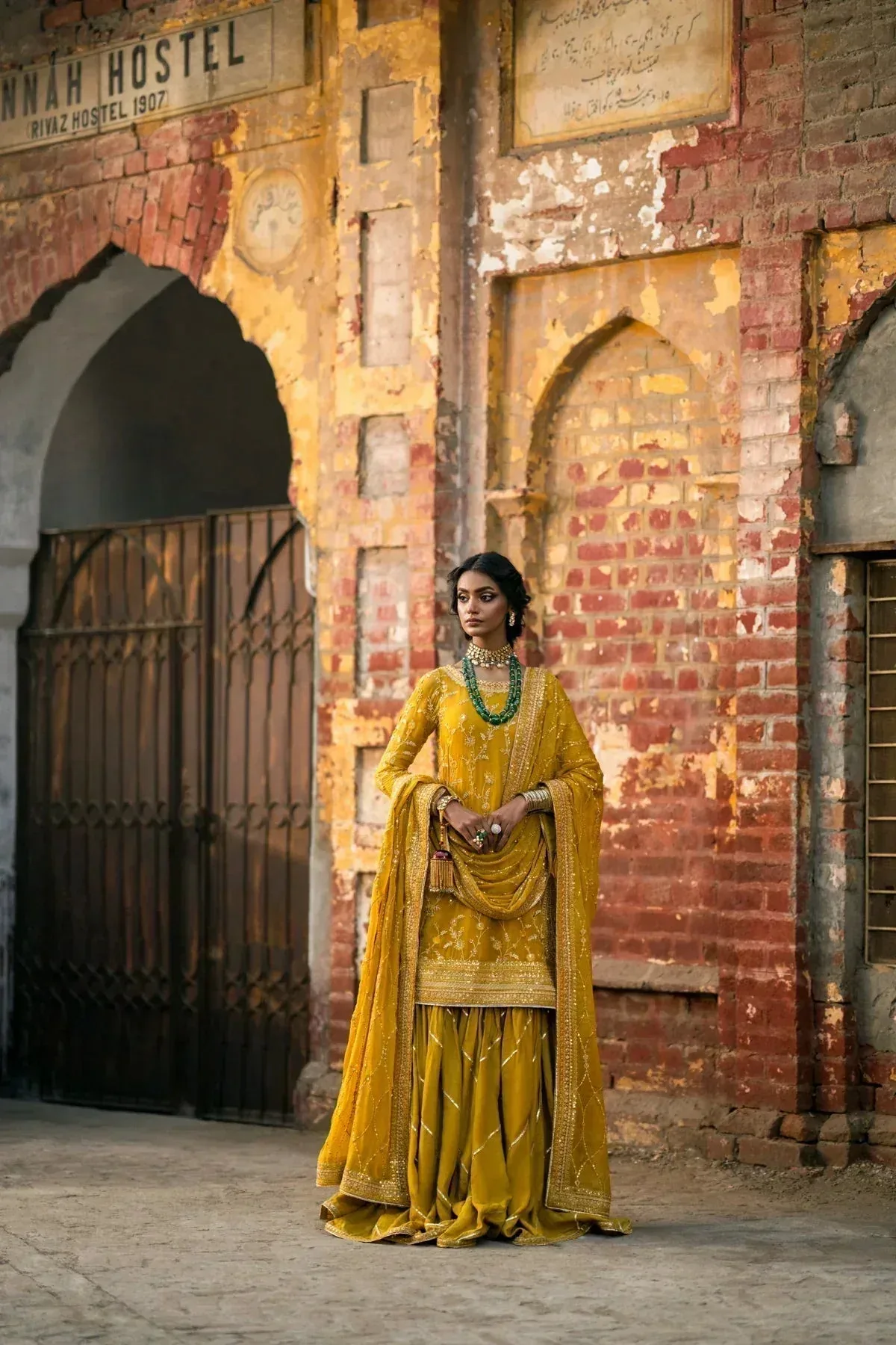 Erum Khan Mannat Formals Mustard Raw Silk – view 10 – Poshaq