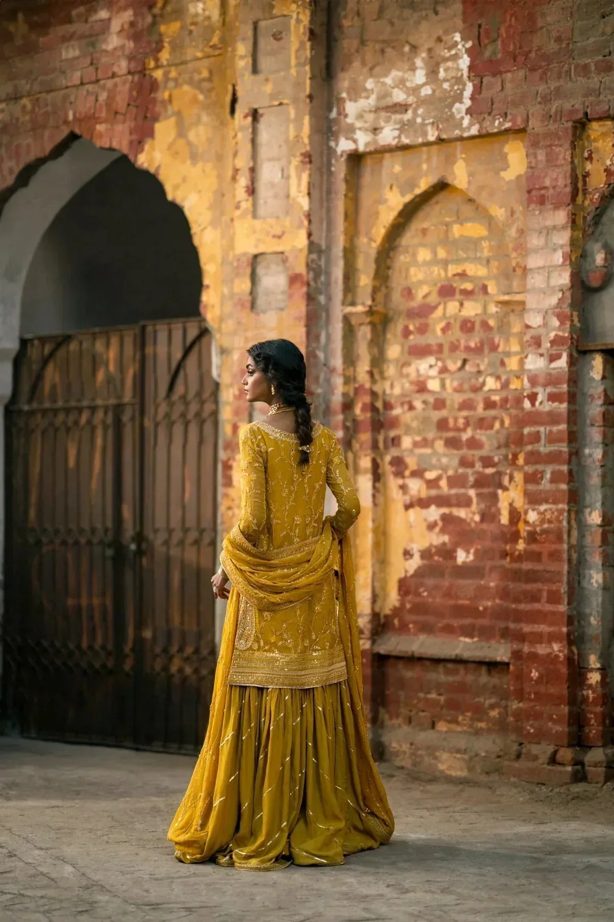 Erum Khan Mannat Formals Mustard Raw Silk – view 11 – Poshaq