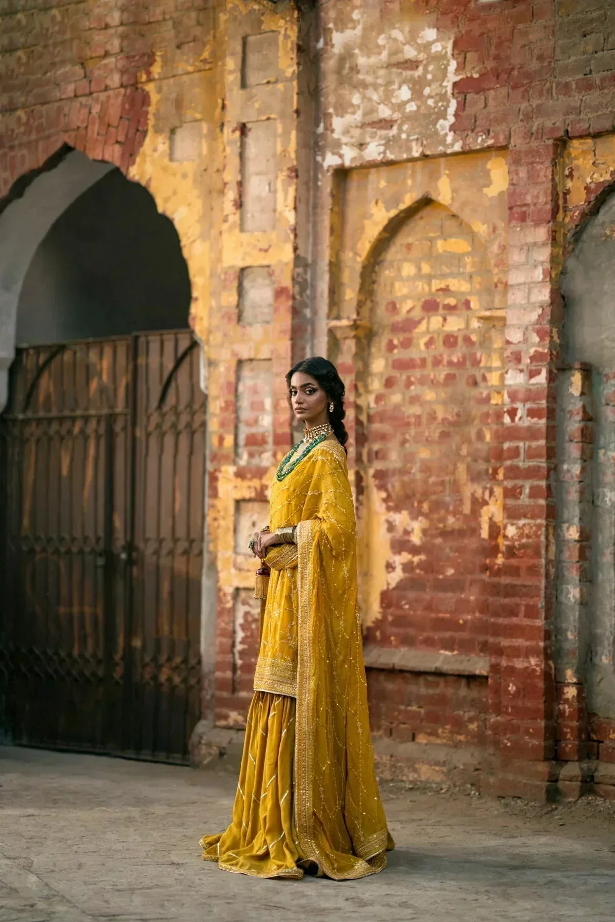 Erum Khan Mannat Formals Mustard Raw Silk – view 6 – Poshaq