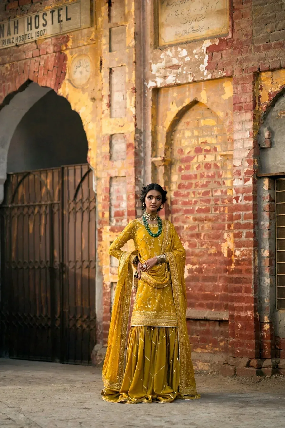 Erum Khan Mannat Formals Mustard Raw Silk – view 9 – Poshaq