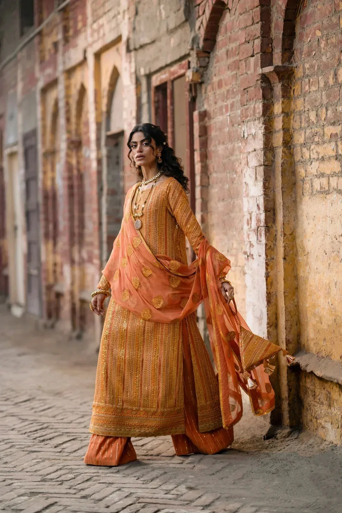 Erum Khan Mannat Formals Orange Chiffon – view 10 – Poshaq