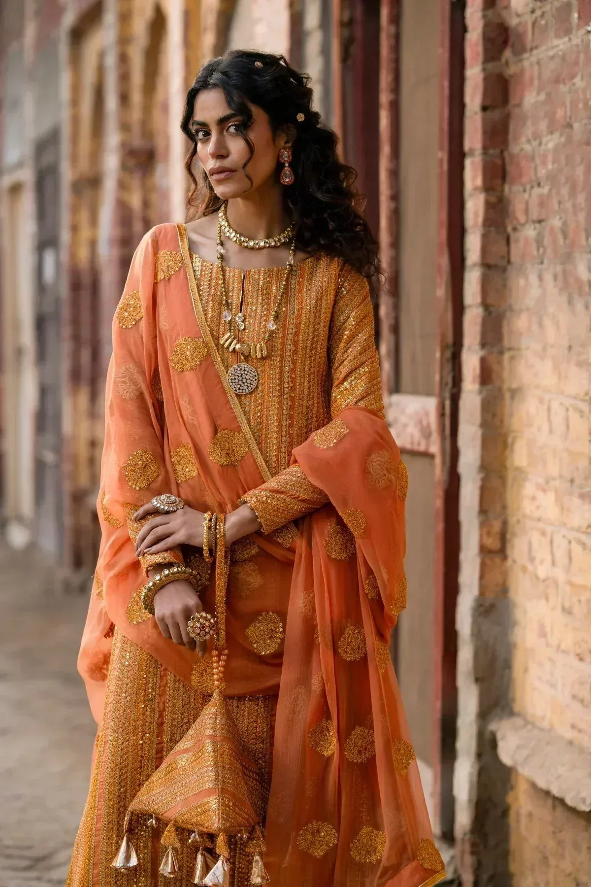 Erum Khan Mannat Formals Orange Chiffon – view 11 – Poshaq