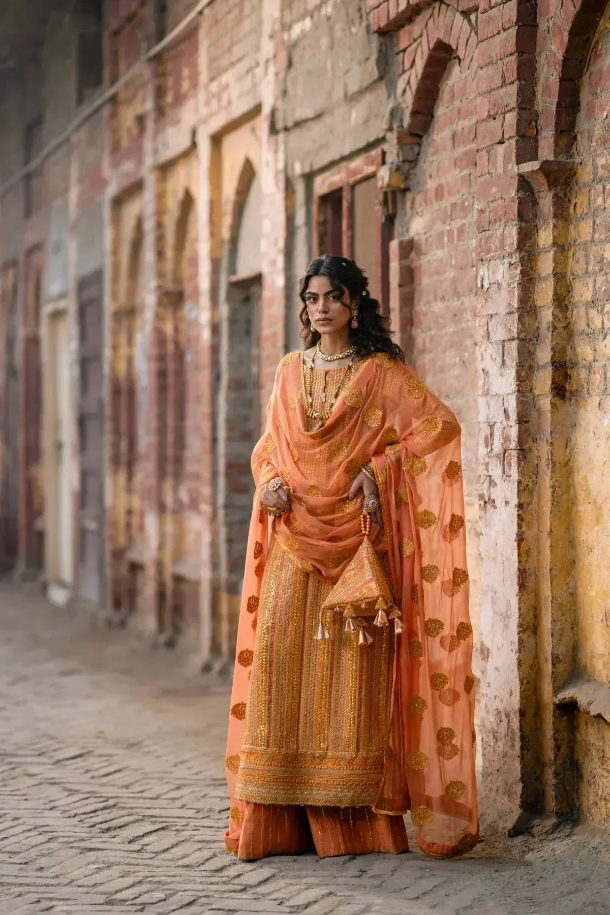 Erum Khan Mannat Formals Orange Chiffon – view 13 – Poshaq