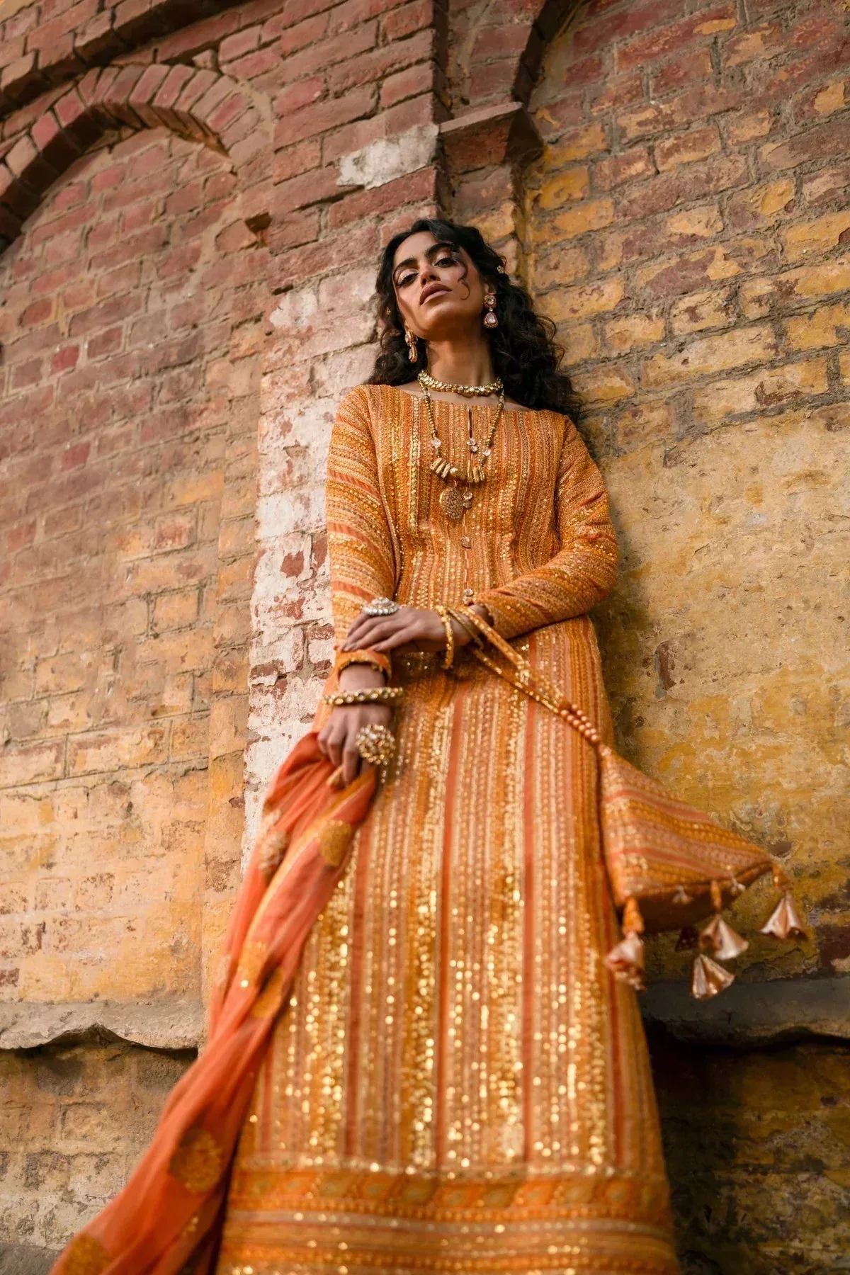 Erum Khan Mannat Formals Orange Chiffon – view 4 – Poshaq