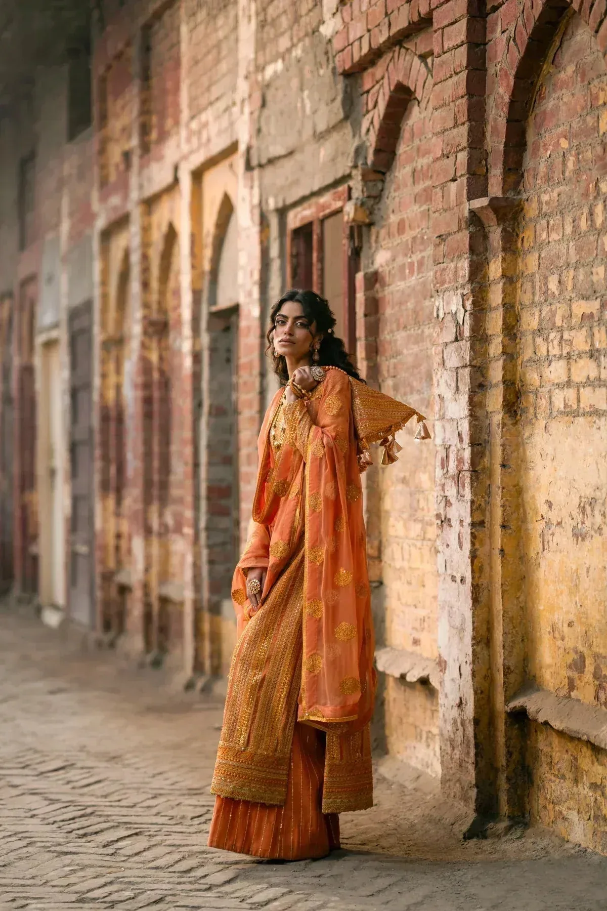 Erum Khan Mannat Formals Orange Chiffon – view 7 – Poshaq