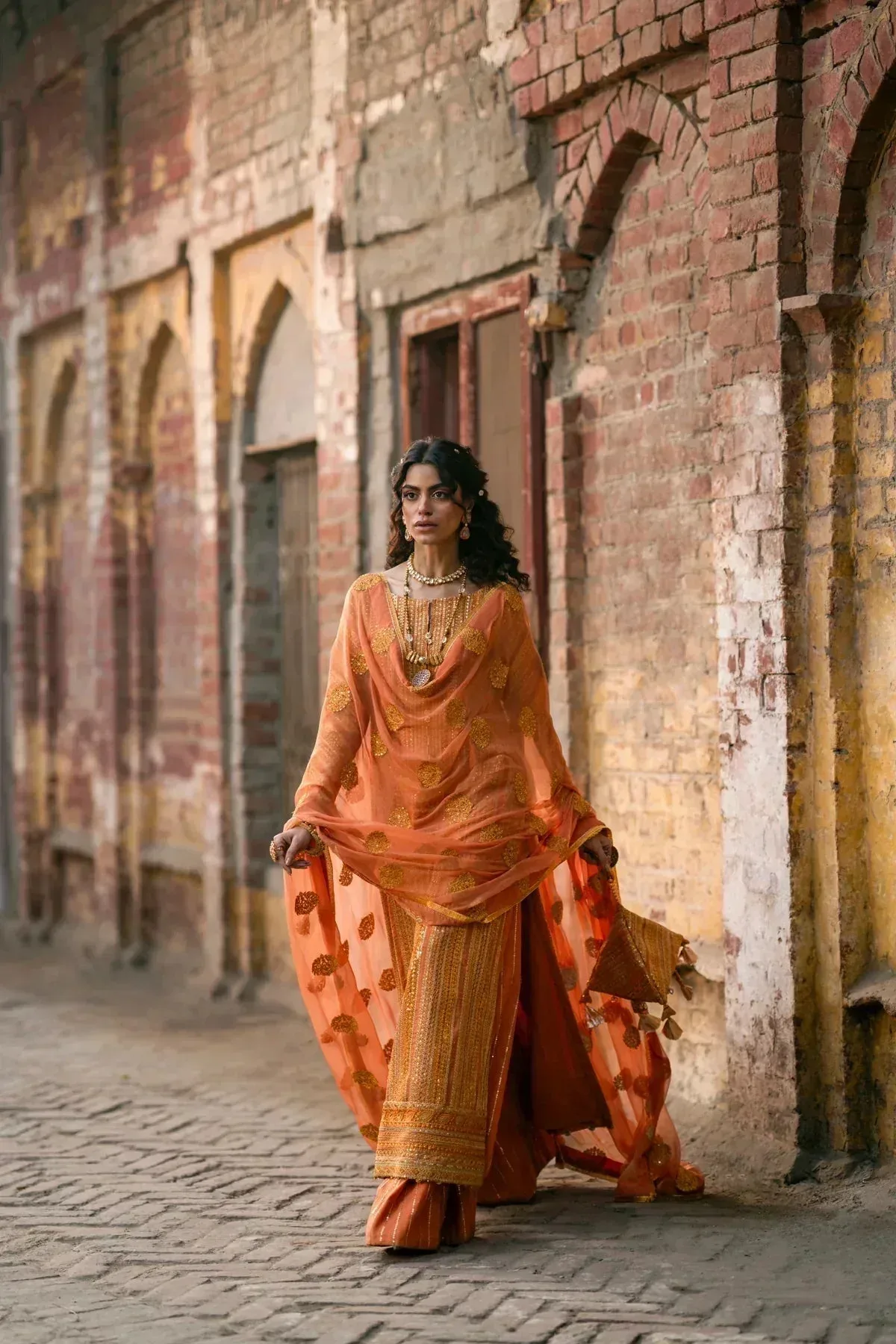Erum Khan Mannat Formals Orange Chiffon – view 8 – Poshaq