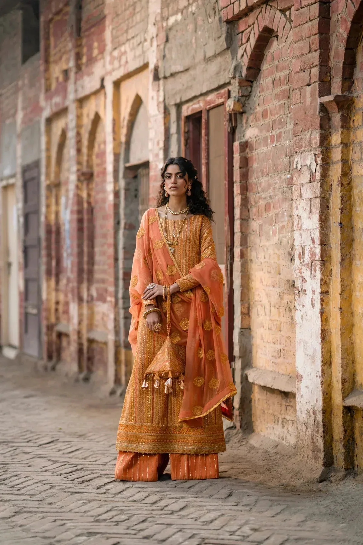 Erum Khan Mannat Formals Orange Chiffon – view 9 – Poshaq