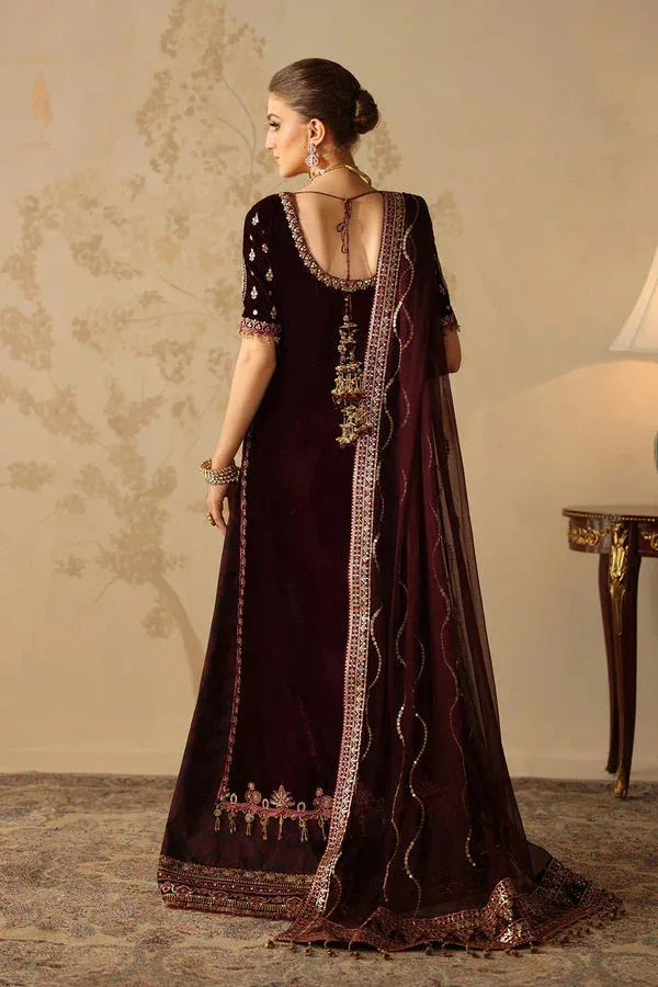 Baroque Velvet 25 Dark Maroon Organza – view 2 – Poshaq