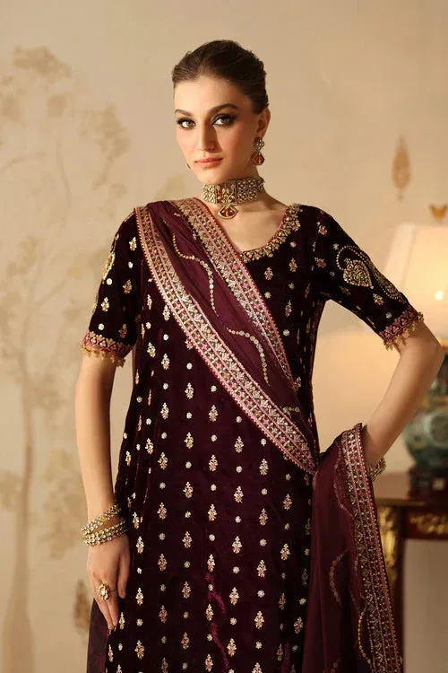 Baroque Velvet 25 Dark Maroon Organza – view 3 – Poshaq